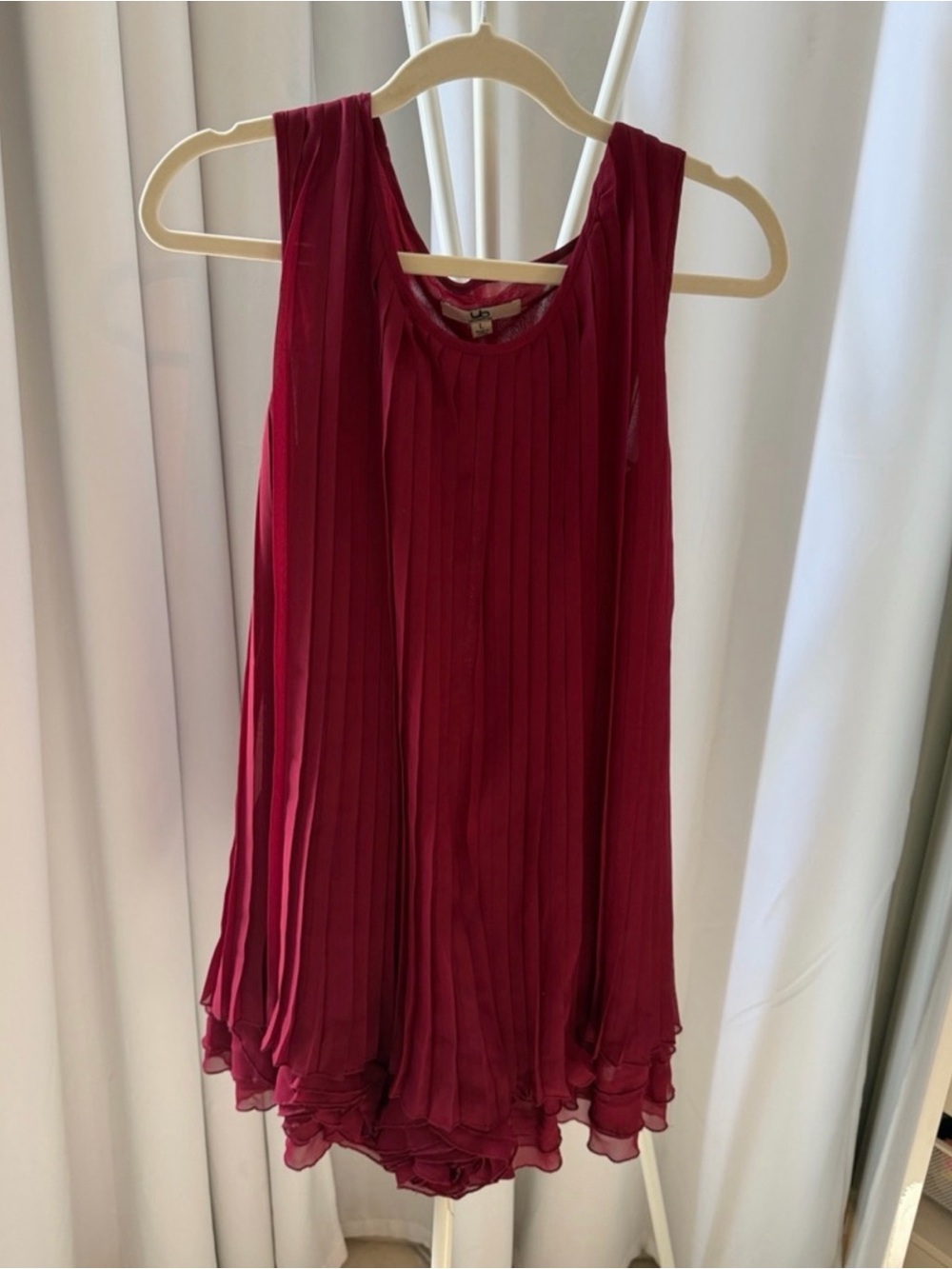 Pleated Chiffon Dress- Raspberry - Picture 6 of 6